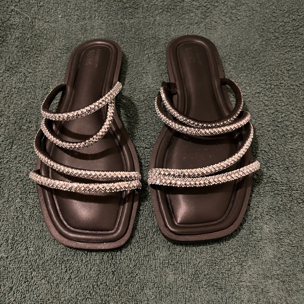 Primark Black Sandals with Silver Straps